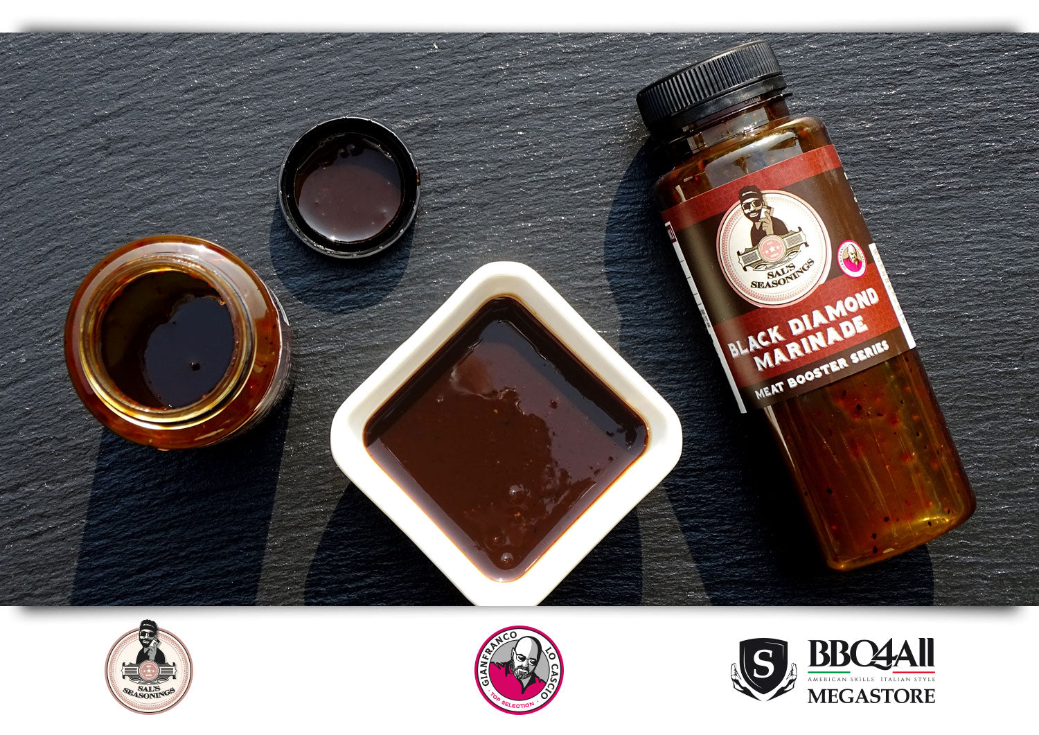 Salsa black diamond per marinature per carne Megastore di BBQ4ALL