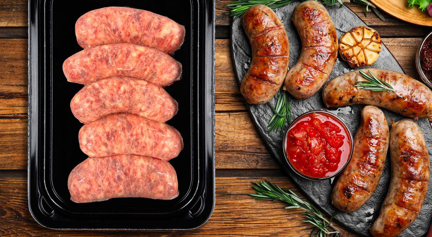 Shimofuri Duroc Sausages skin packed