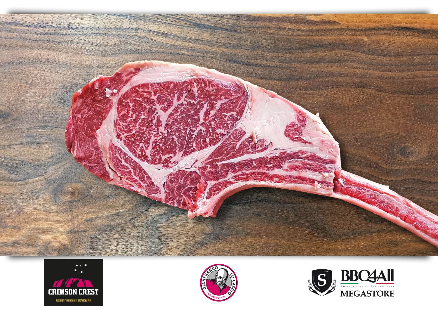 Tomahawk Steak AUS Crimson Crest 7+ Wagyu F1 Crossbred